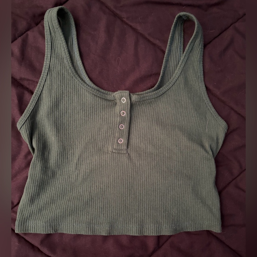 No Boundaries Dark Green Cropped Tank
